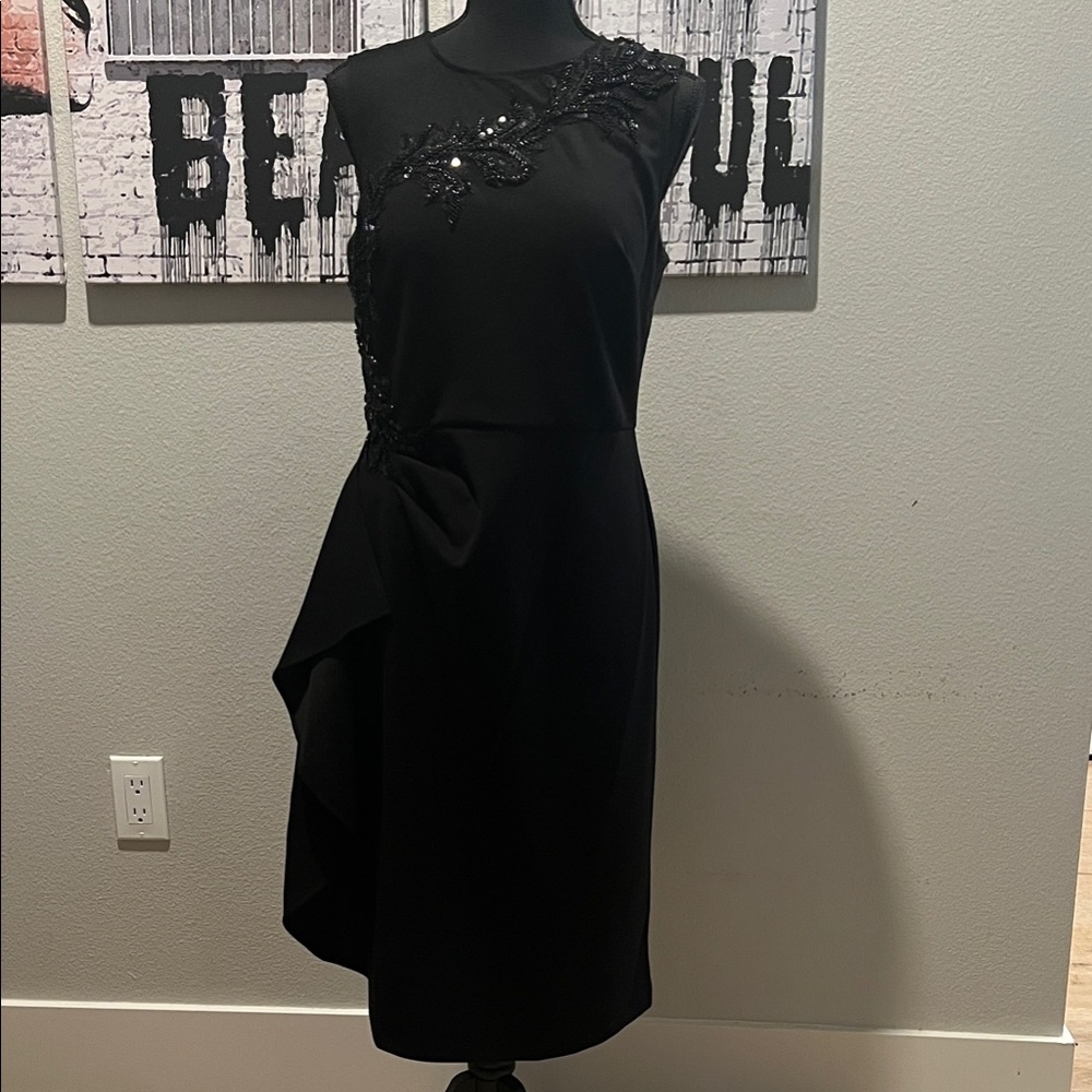 NWT R&M Richards Elegant Black Asymmetrical Dress